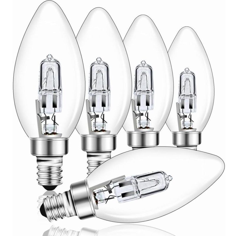 E14 42w Dimmbare Glühbirnen, C35 Klare Glühbirnen, Warmweiß 2700k, E14 Schraubsockel-glühbirne Für Pendelleuchten, Wandleuchten, Tischlampen, 650 Lm, 5er-pack [level