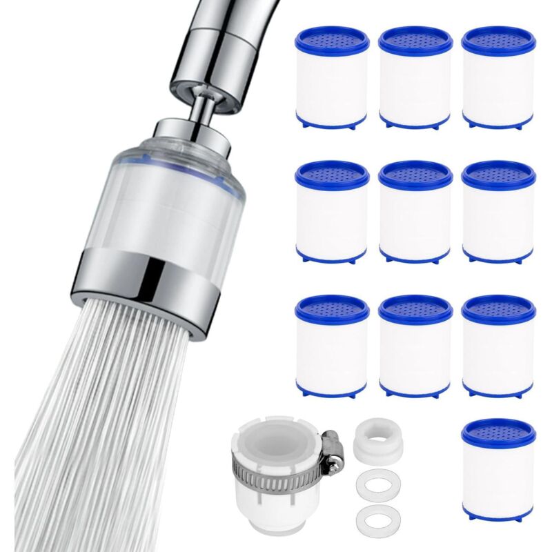 Leitungswasserfilter, 360° Drehbarer Anti-kalk-filter Mit 10 Pp-filtern, Leitungswasserreiniger, Klarer Leitungswasserfilter Für Spüle Und Küche