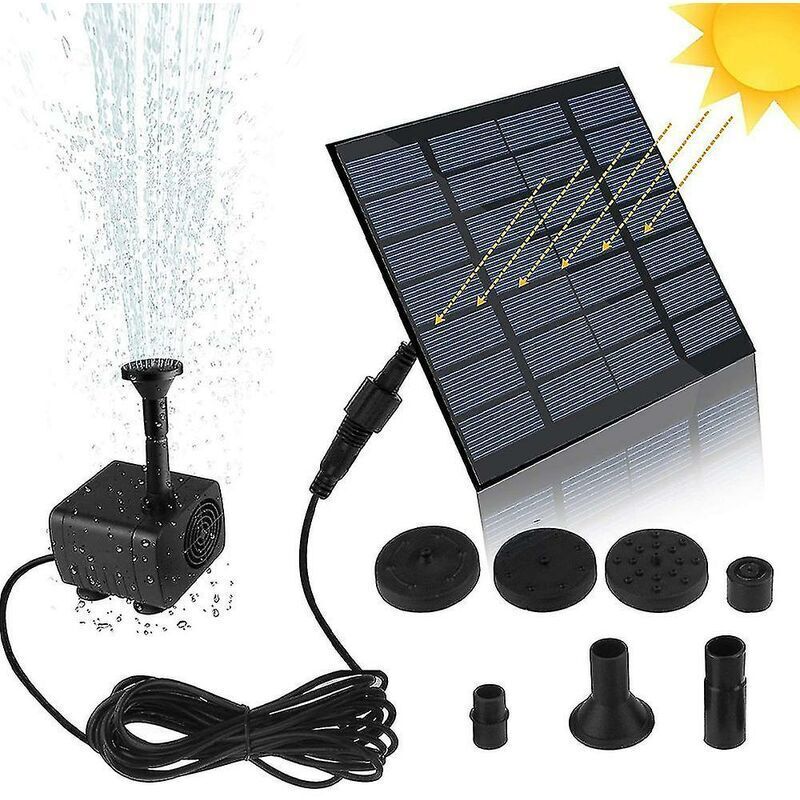 1,2-w-solarpumpe – Fördermenge 200 L/h – Förderhöhe 120 Cm – 7-v-1,5-w-panel – 4 Sprühmodi