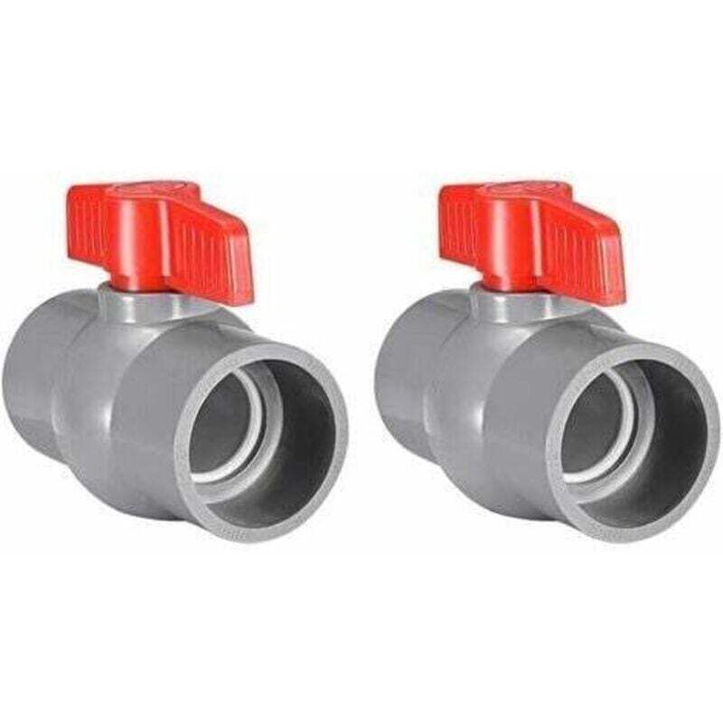 50-mm-pvc-kugelhahn – Montagekleber – Roter T-griff Zur Durchflussregelung – 2er-pack