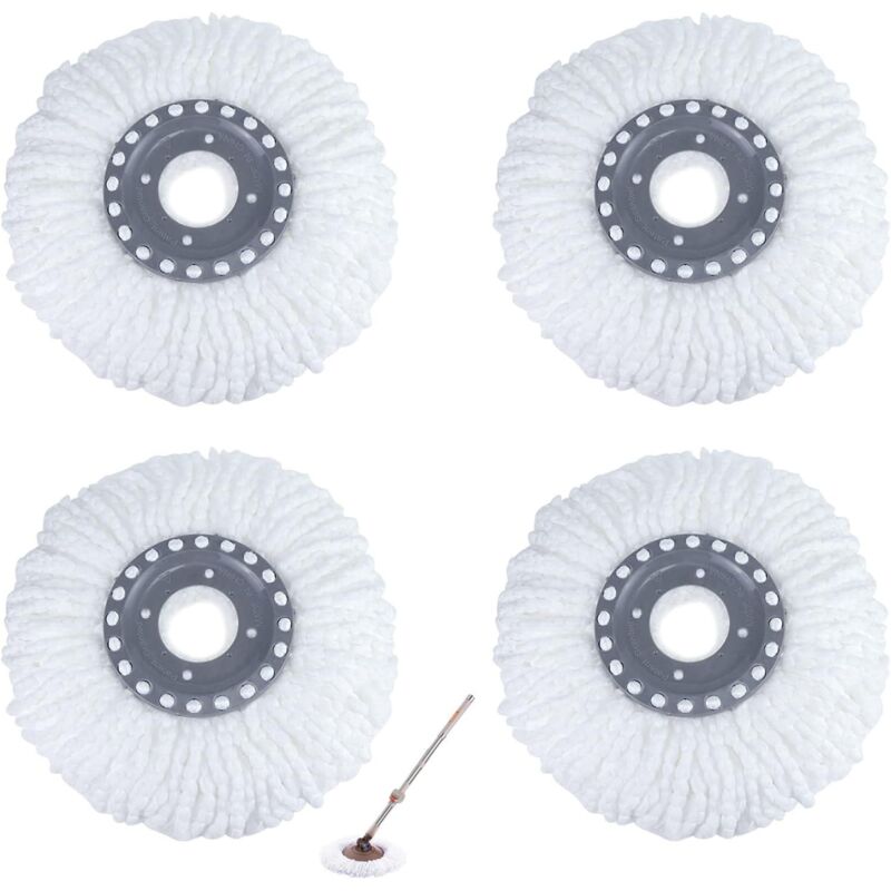 Set Mit 4 Universellen 360°-ersatzmoppköpfen Mit Hoher Wasser- Und Schmutzaufnahmefähigkeit Zur Reinigung Von Laminatböden (16 Cm)