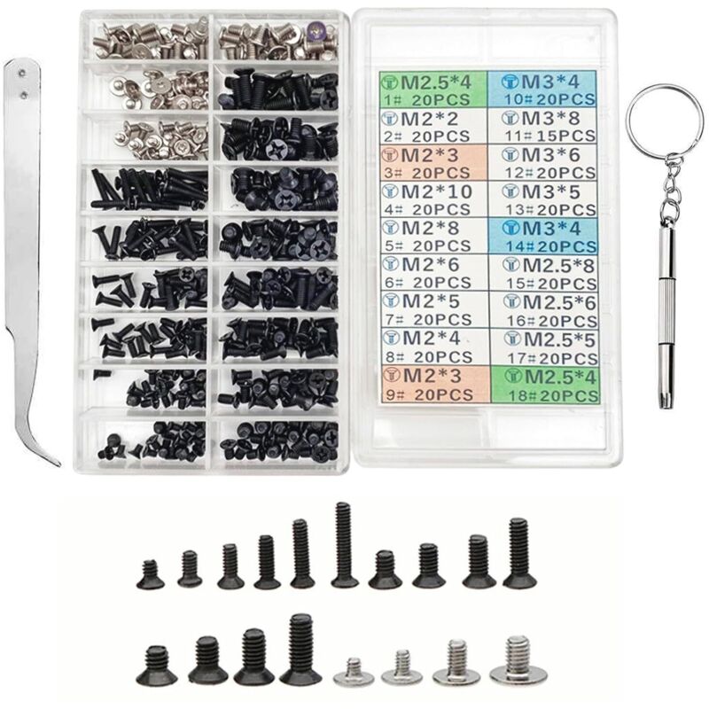 Packung Mit 355 Verschiedenen M2-, M2,5- Und M3-schrauben Für Festplatten, M.2- Und Ssd-festplatten – Universalschrauben Für Laptops Und Pcs – Abstandshalter Und Zubehör Für Mainboards – Universal-set