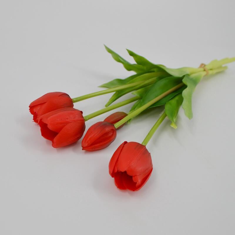 Künstliche Tulpe – Realistischer Effekt – 40 Cm – Strauß – Kunstblumen – Heimdekoration – Dekorativ (rot)