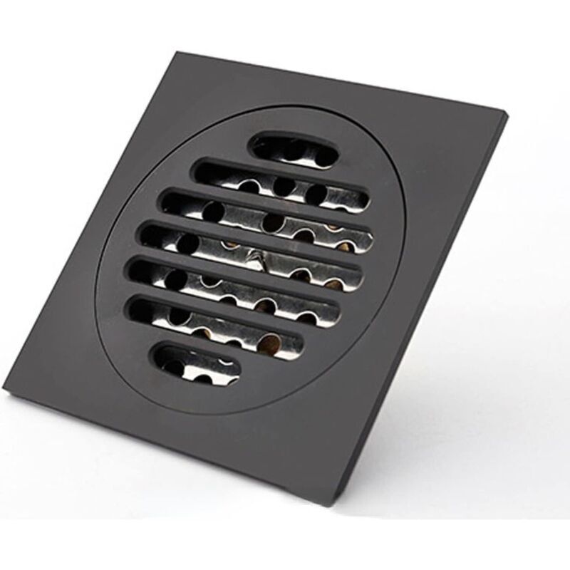 10 Cm Quadratischer Duschablauf Aus Mattschwarzem Messing, Geruchsdicht, Für Badewanne Und Dusche, Ablaufrost, Duschsiphon, Haarfilter, Abdeckung Für Externen Duschsiphon