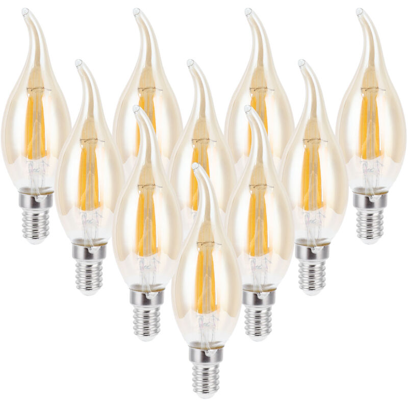 Jeffergarden C35 Gold Filament Led-lampe, 2700 K, 4 W, E14-sockel, Klarglas, Warmweißes Licht, 220–240 V, 10er-pack