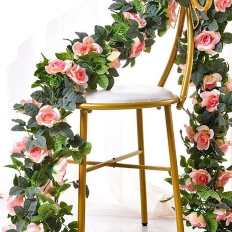 Künstliche Rosenranken-girlande, Künstliche Seidenblumen, Hängerosen, Rosenlaubpflanzen Für Hochzeitsbogen-gestecke (2 Stück, Rosa)