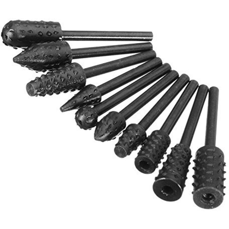 10-teiliges Set Mit 1/8'' Rotationsfeilen, Bohrschaft-rotationsfeilen, Schneidaufsätzen Und Rotationsraspeln Für Die Holzbearbeitung
