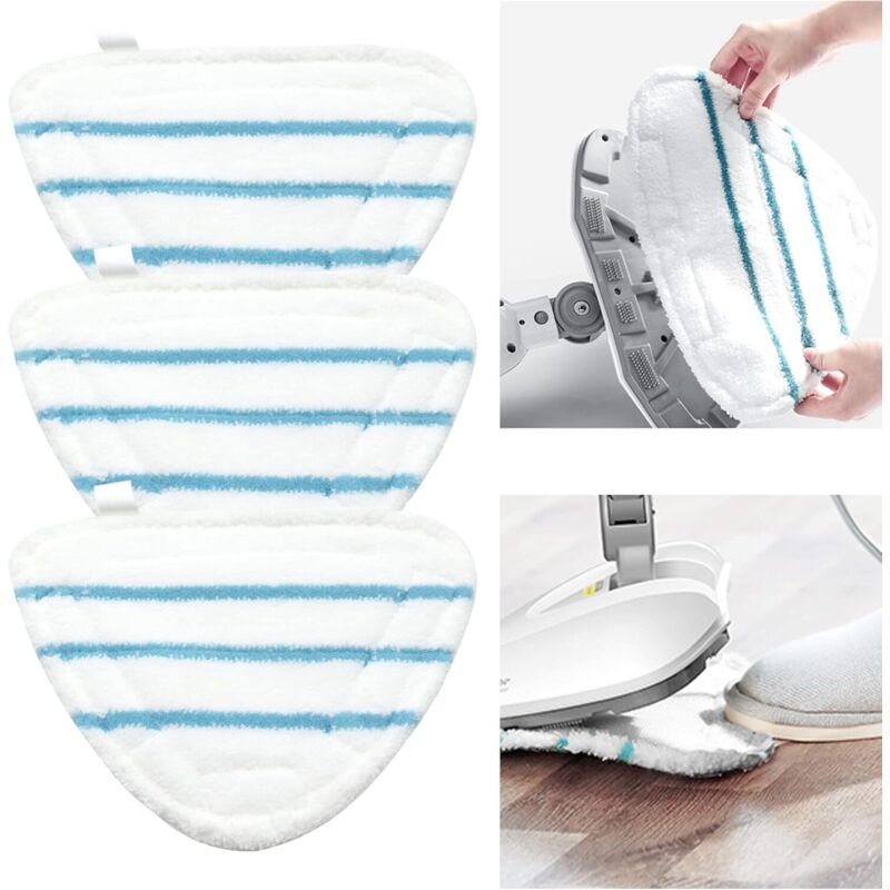 Set Mit 3 Multi-oberflächen-pads Für Dampfreiniger – Mikrofaserbezüge, Dampfreiniger-zubehör, Universelle Waschbare Dreiecktücher Für Heißdampfreiniger