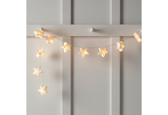 10er LED Papier Stern Lichterkette Batterie