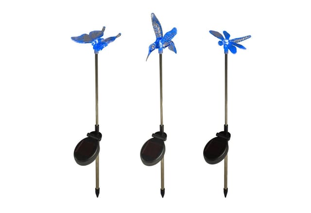 3er Set Solar Stableuchten Libelle, Schmetterling und Kolibri
