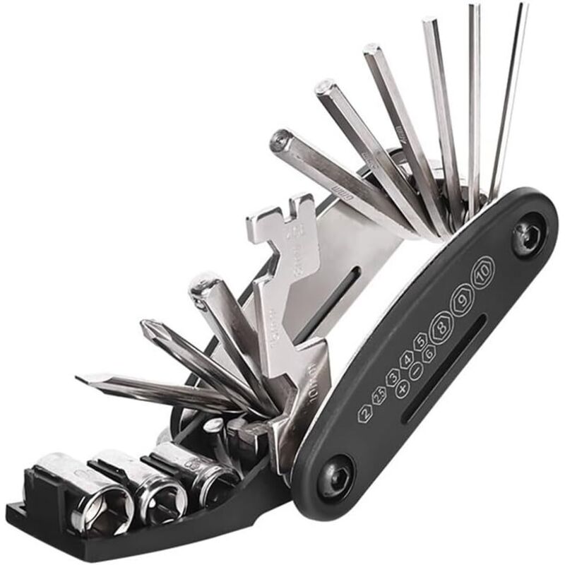 16-in-1 Fahrradreparaturset – Professionelles, Faltbares Multitool – Schwarz