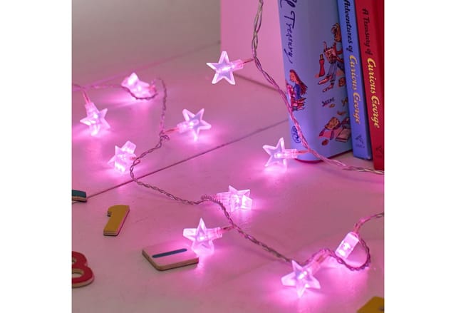 30er LED Sternenlichterkette pink