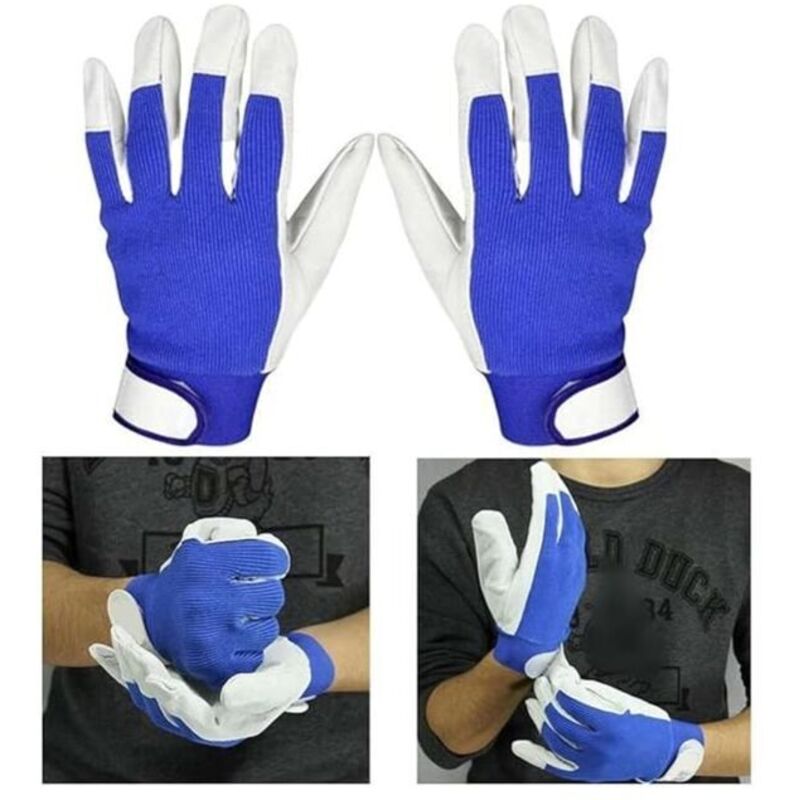 Hitzebeständige Schweißerhandschuhe Aus Leder – Größe 21,5 Cm – Lammfell Und Stretch-nylon – 2er-pack Für Mechanische Wartungsarbeiten