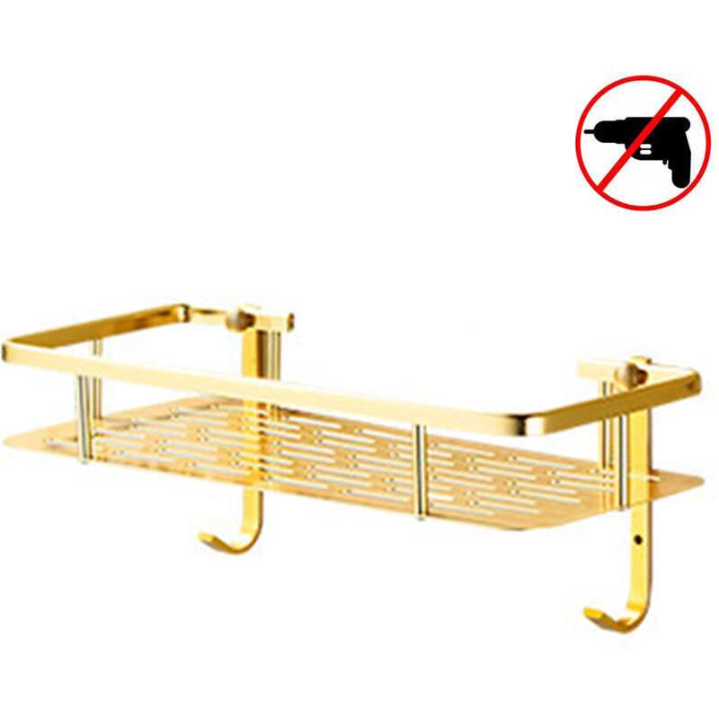 Badezimmerhalterung Ohne Bohren, Einlagige Wandmontierte Toilette Mit Haken, Goldene Doppelnutzungsmodelle Ohne Bohren/stanzen