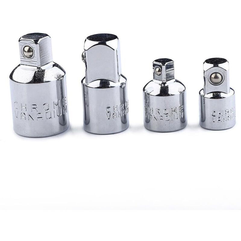 4-teiliges Vierkant-ratschenstecker-adapter-reduzierset: 1/2" Auf 3/8" Steckeradapter, 3/8" Auf 1/2" Steckeradapter, 3/8" Auf 1/4" Steckeradapter, 1/4" Auf 3/8" Adapter (silberfarben)