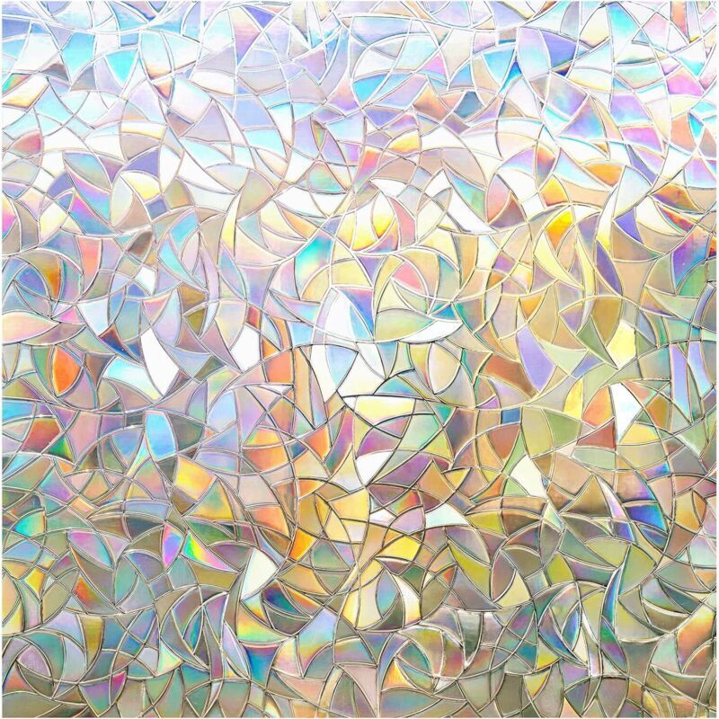 Gemusterte Fensterfolie, Regenbogeneffekt-fensterfolie 60 X 300 Cm, Dekorative Elektrostatische Fensterfolie, Blickdichte 5d-fensterfolie, Sichtschutzfolie Für Schlafzimmer Und Küche