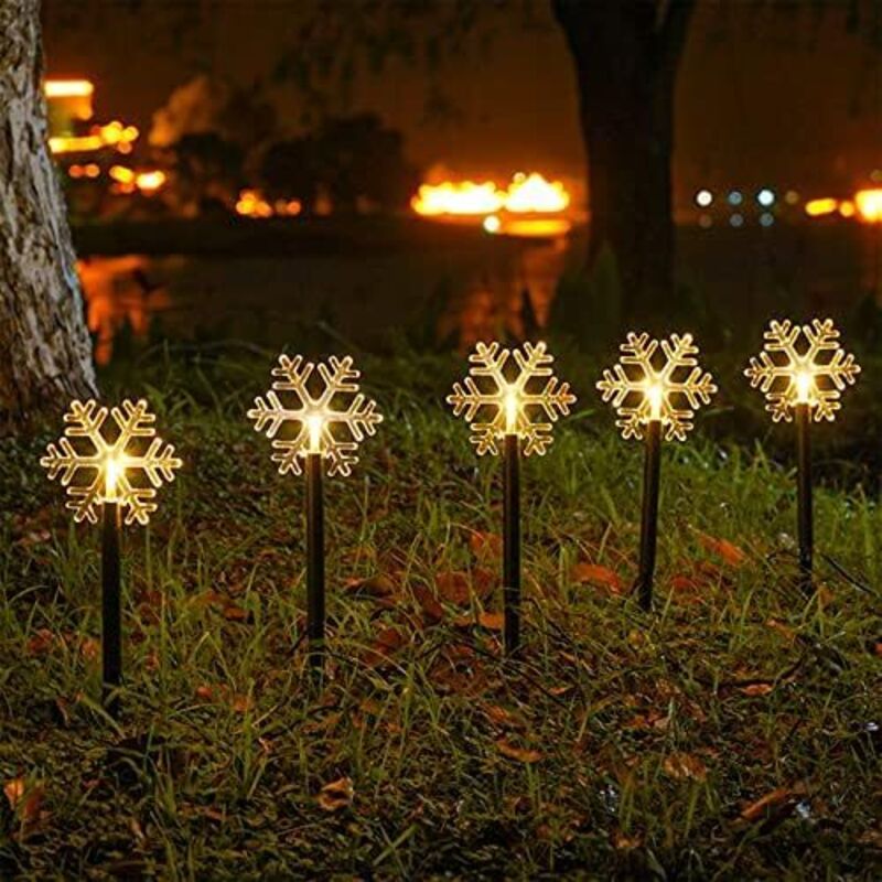 Solarbetriebene Weihnachtswegelichter, 5er-packung, Wasserdichte Außenbeleuchtung Für Garten, Hof, Straße, Weg, Park, Weihnachten, Hochzeit, Schneeflocken