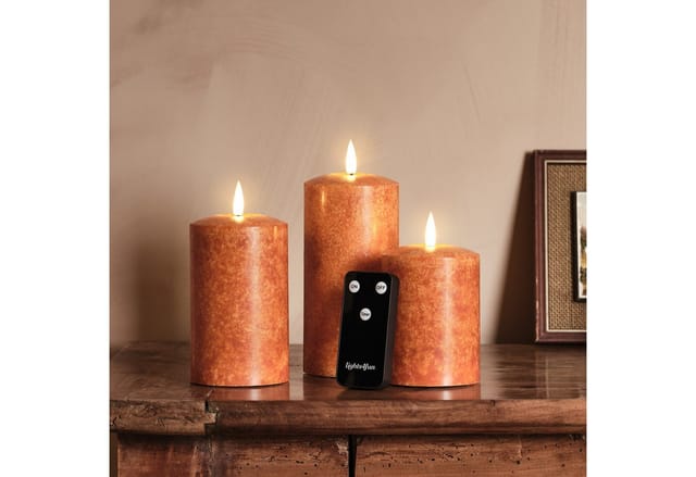 TruGlow® LED Kerzen Echtwachs Trio orange
