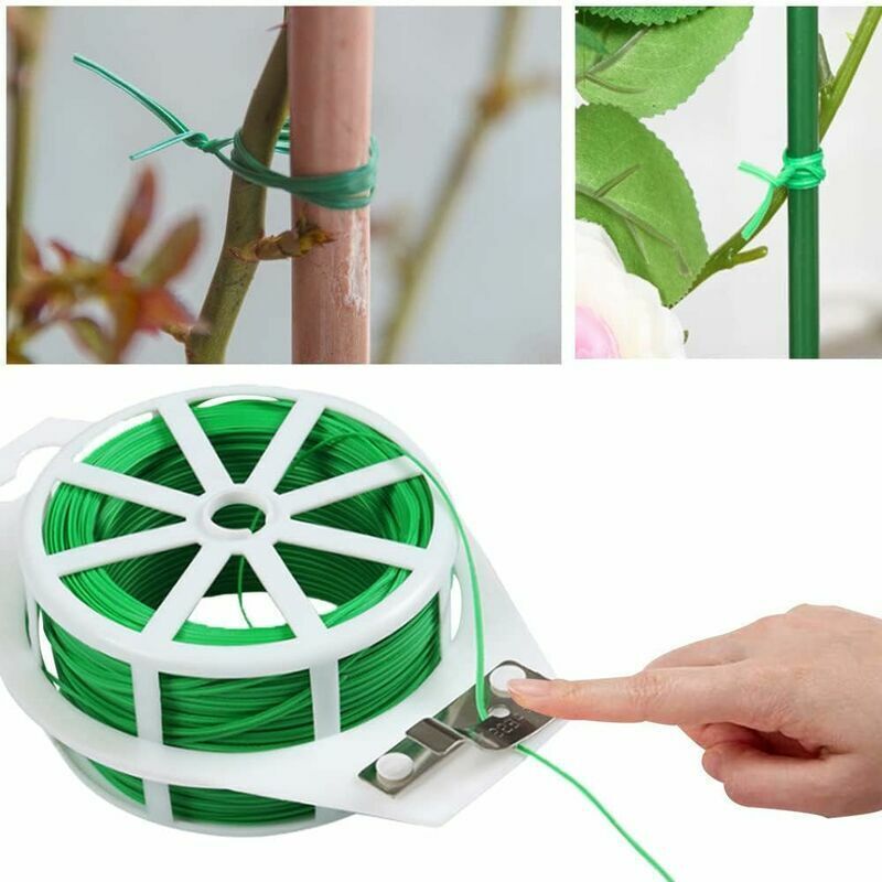 100 M Grüner Gartendraht, 2 Rollen, Wiederverwendbare Gartenbinder Mit Multifunktionalem Drahtschneider Für Kletterpflanzen, Blumen, Tomaten Usw.