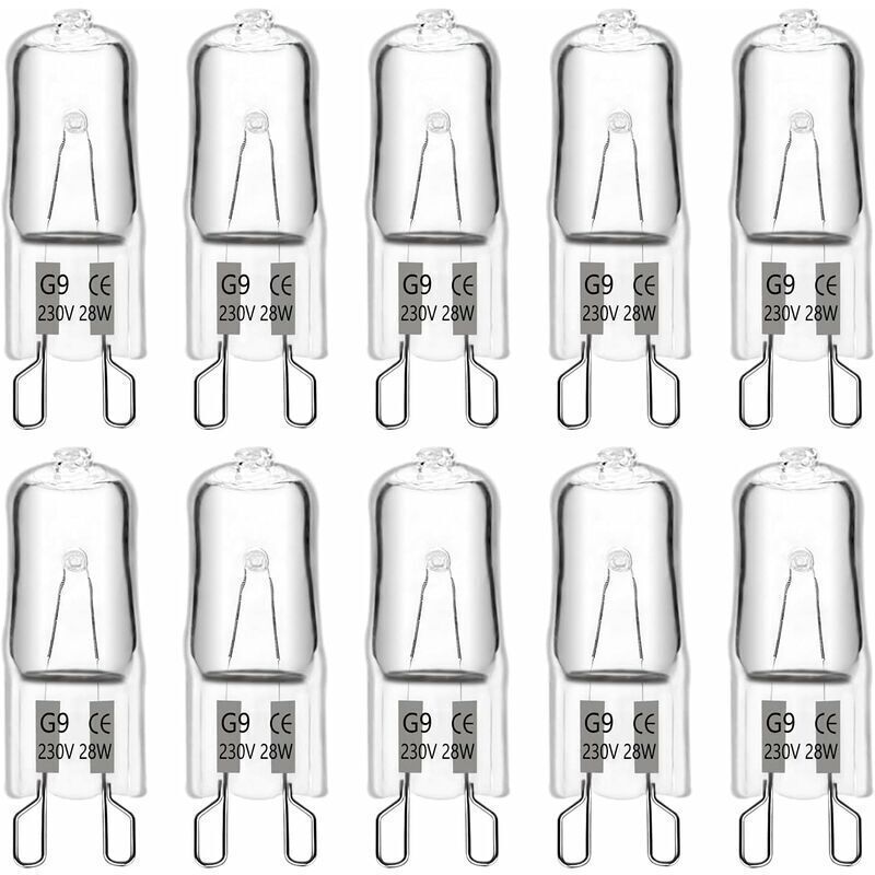 G9-lampen, 28 W, 230 V, 370 Lm, 2700 K, Dimmbar Weiß, G9-kapsellampen, Für Kronleuchter, Gartenbeleuchtung, Wandleuchten, Schrankbeleuchtung, 10er-packung