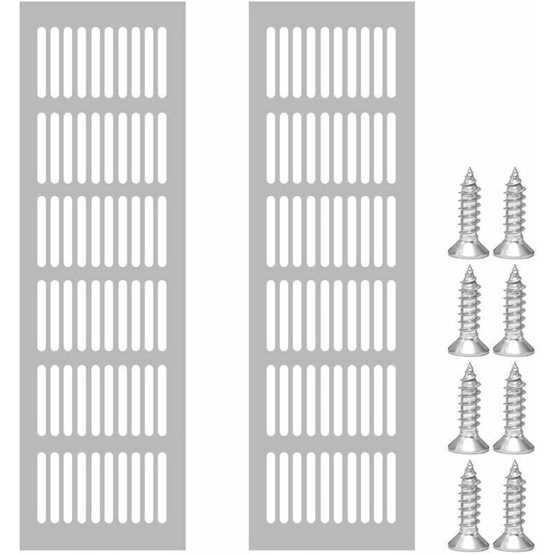 Set Mit 2 Rechteckigen Aluminium-lüftungsgittern, 80 X 250 Mm – Schraubbefestigung – Für Büros Und Küchen – Optimierte Luftzirkulation