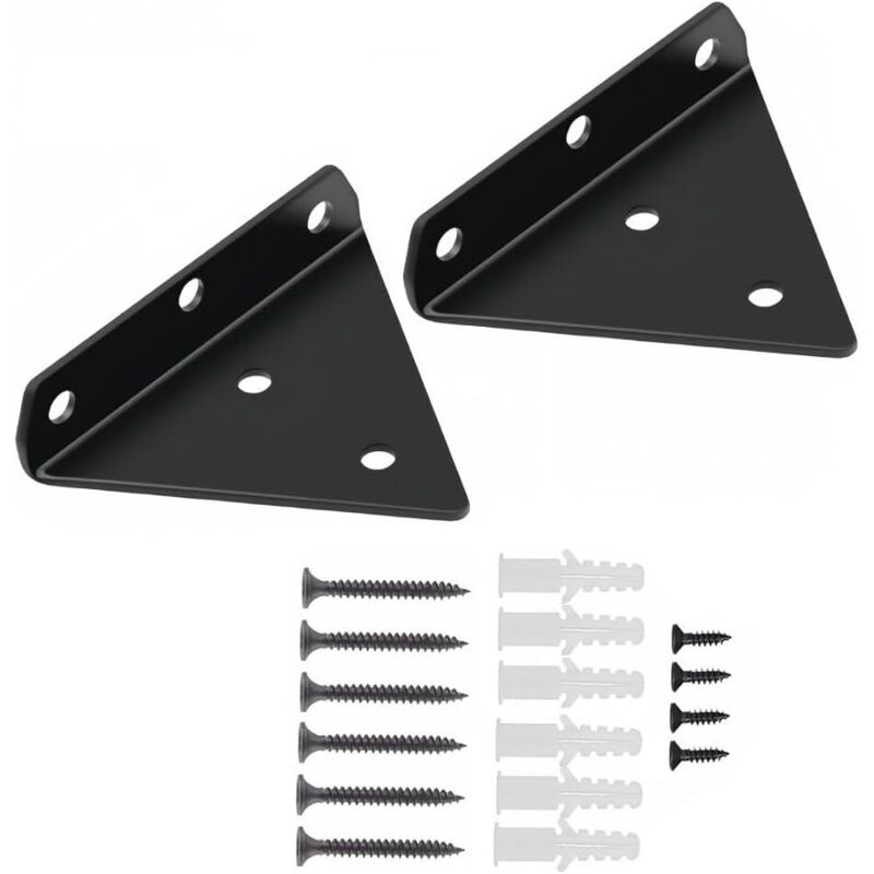 2 Stück Wandregalhalterungen, Unsichtbare Dreieckige Wandregalträger, Wandregalhalterungen 80 X 100 Mm, Schwarz