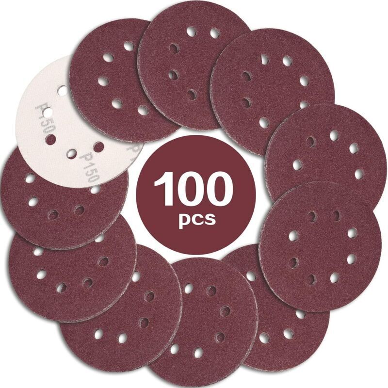 100 Stück 125-mm-schleifscheiben, Körnung 150, 8-loch-schleifpapier, Ideal Zum Schleifen/polieren Mit Exzenterschleifern