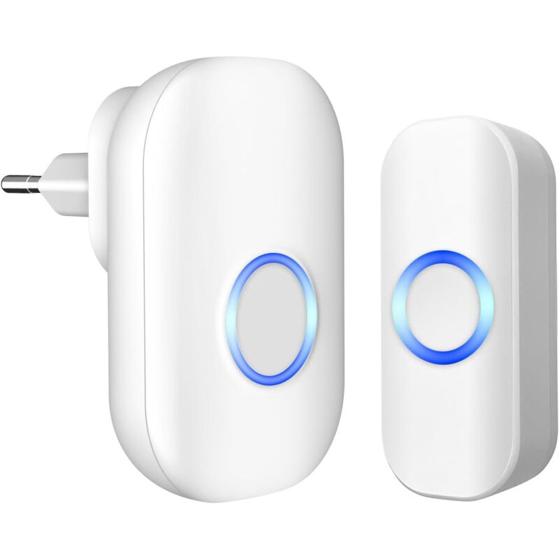 Wasserdichte, Kabellose Außentürklingel, Ip44 Wasserdichte Elektronische Türklingel, 32 Melodien, 4 Lautstärkestufen, Blaue Und Weiße Leds