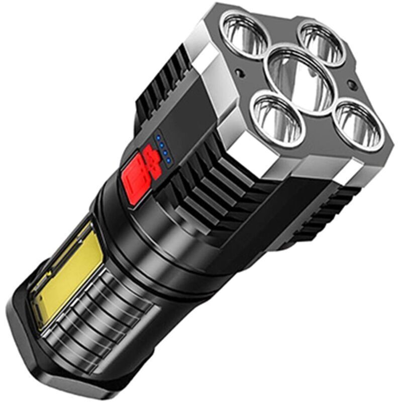 Ultrahelle 10000 Lumen Led-taschenlampe, Extrem Hell, Ip67 Wasserdicht, 5 Zoommodi Für Camping, Wandern Und Notfälle [energieklasse A+++] (silber) [c