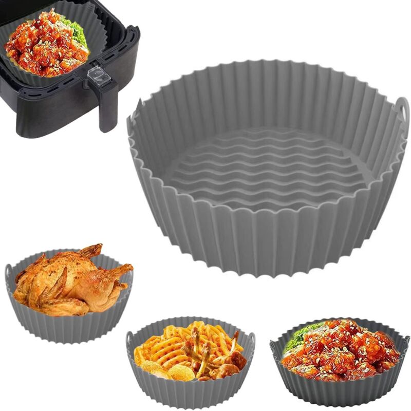 20 Cm Silikon-heißluftfritteusen-topf, Silikon-fritteusenkorb, Zubehör Für Heißluftfritteusen, Silikon-topfkorb Für Heißluftfritteusen, Geeignet Für Heißluftfritteusen, Wiederverwendbarer Silikonkorb,