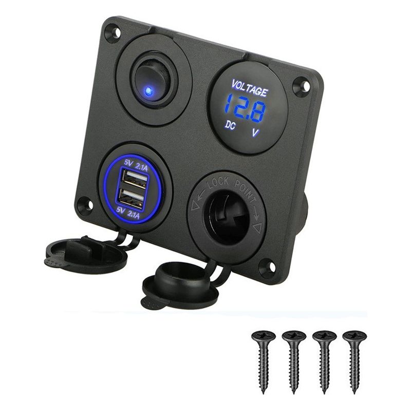 4-in-1 Kfz-ladegerät-schalterpanel Mit Dualer Usb-ladefunktion, Led-voltmeter, Zigarettenanzünderschalter Und Zigarettenanzünderbuchse Für Boote Und Den Einsatz Auf Dem Wasser