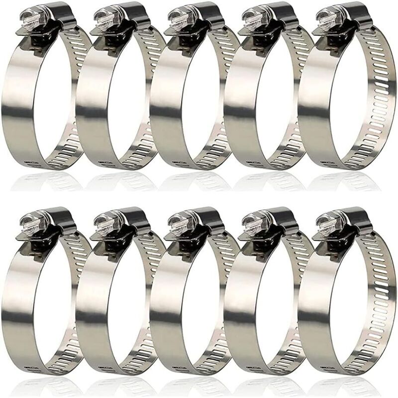 10 Stück Verstellbare Schlauchschellen 27-51 Mm, Edelstahl 304, Metall, Für Schläuche, Gas-, Wasserschläuche, Kabel, Wasserhähne Usw.