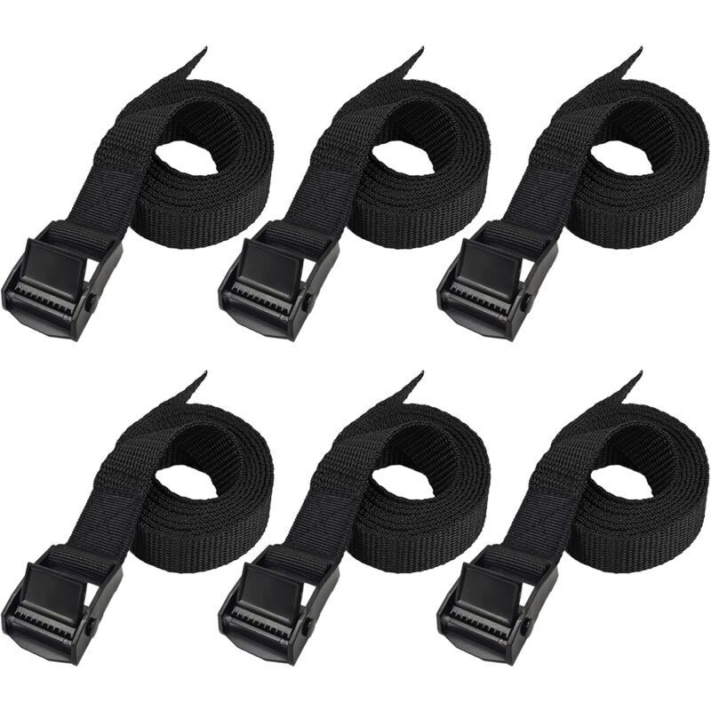 Spanngurte, Fahrradträgergurte – 6 Stück 2,5 Cm X 1 M – Komplettes Upgrade – Komplett Schwarz – Unterschiedliche Anzahl Und Länge Der Gurte