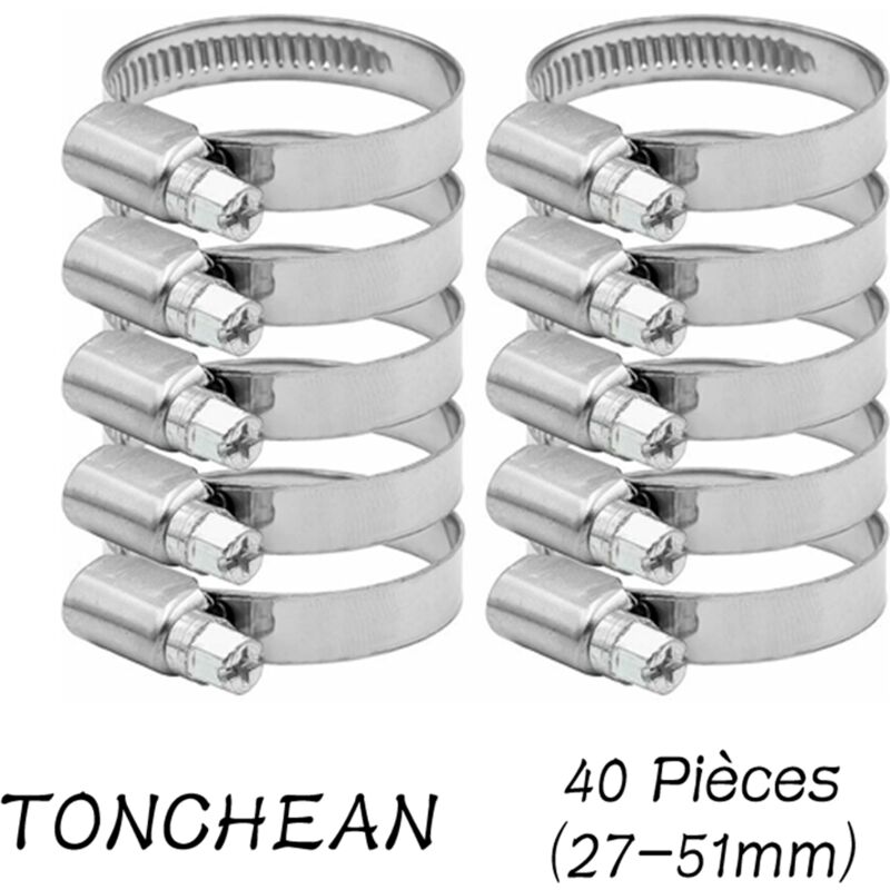 Verstellbare Schlauchschellen 27-51 Mm Bereich Aus Edelstahl 304 Sortiment Schlauchschellen Clips Für Haushaltswasserschlauch, Gasschlauch, Kfz-schlauch, Wasserhahn 40 Stück (12 Mm)
