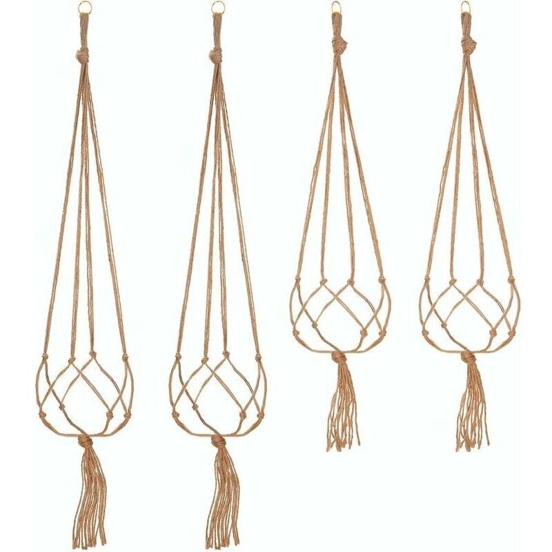 Set Mit 4 Makramee-pflanzenampeln Und Hängeampeln Für Drinnen Und Draußen – 2 Stück 105 Cm Und 2 Stück 90 Cm, 1,2 M