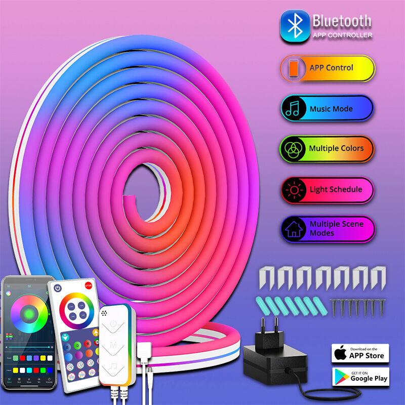 12v Neon Bluetooth Symphony Rgbic Led-streifen (3 Meter, 252 Leds) Neon-led-streifen, Rgbic-led-streifen Mit Wlan-app-steuerung, App-kompatibel, Für Schlafzimmer, Wohnzimmer, Badezimmer, Dekoration