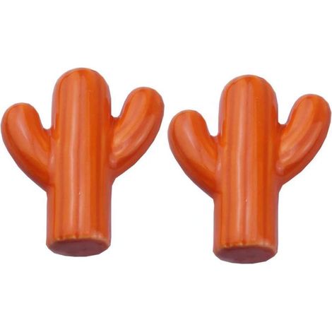 Set Mit 2 Kaktusförmigen Keramik-türknöpfen Für Kinderzimmer, Kleiderschrank, Kommode, Schubladendekoration, Orange