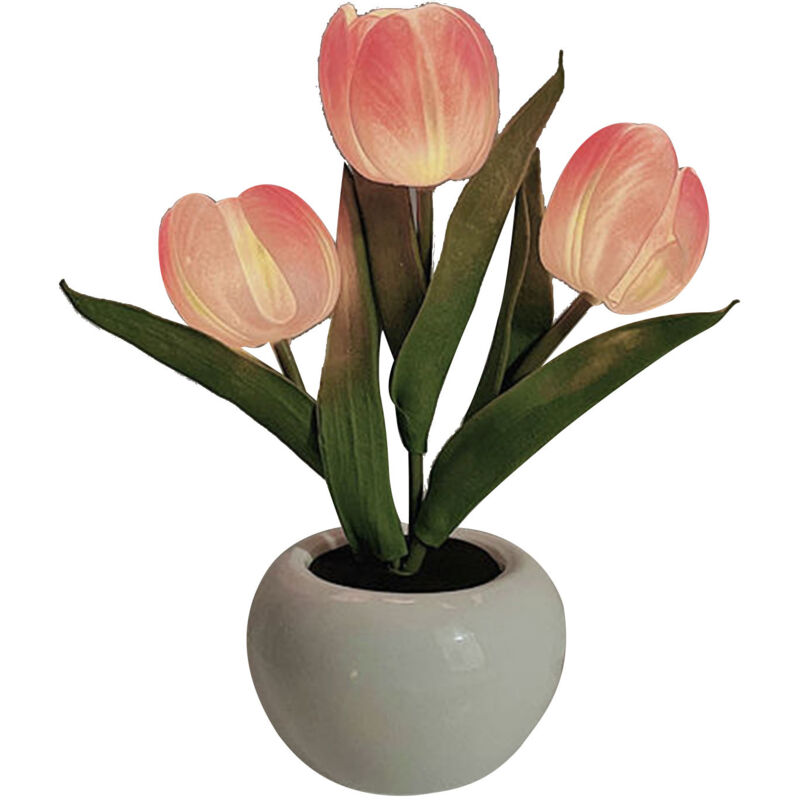 Tulpenförmige Tischleuchte, Exquisite, Sanfte Tulpen-nachttischleuchte Für Cafés (rosa)