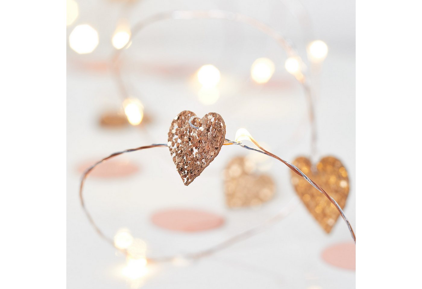 20er Herz Micro Lichterkette rosegold