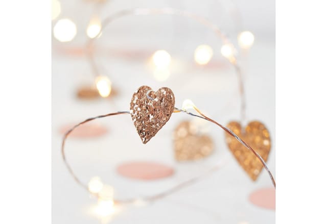 20er Herz Micro Lichterkette rosegold