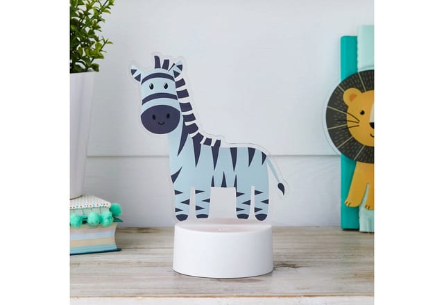 2-in-1 Löwe & Zebra USB Tischlampe Kinderzimmer