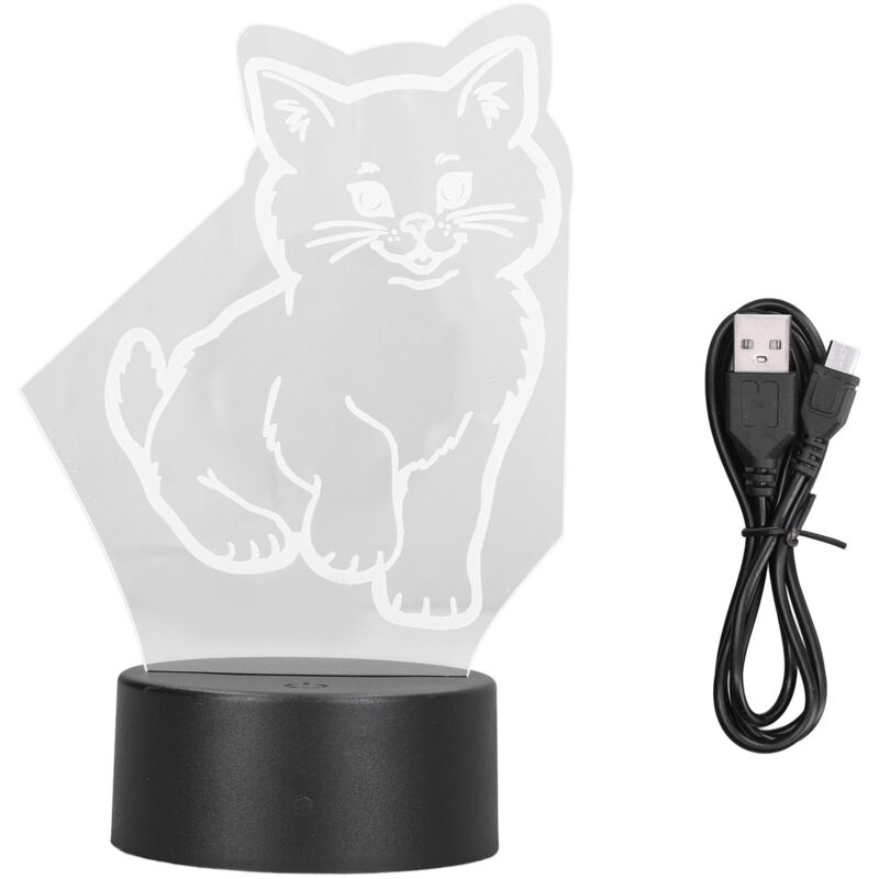 3d-led-lampe In Katzenform, Einstellbare Farben, Weiches Und Warmes Licht, Sicher, Langlebig, Einfach Zu Bedienen, Usb- Oder Batteriebetrieben, 3d-nachtlicht