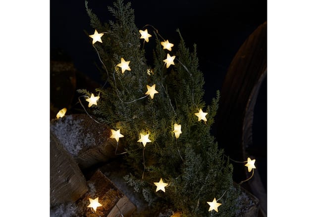 50er LED Micro Lichterkette außen Sterne aus Gummi warmweiß