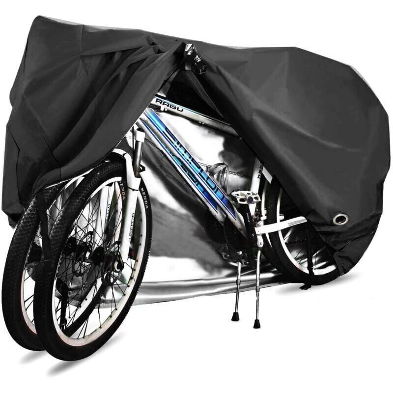 Fahrradabdeckung, 210d Hoch Wasserdichte Oxford-polyester-fahrradabdeckung, Geeignet Für Fahrräder, Elektromotorräder Und Roller, Kann Bis Zu Zwei Fahrräder Abdecken (schwarz)