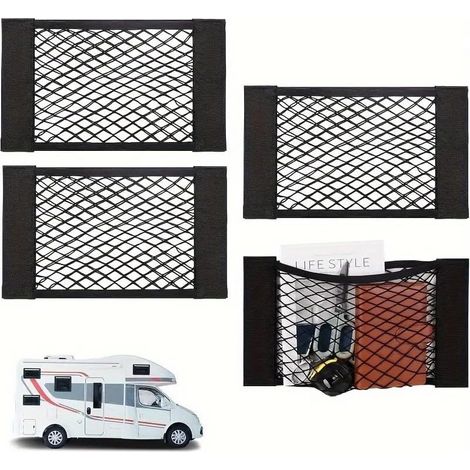 Elastisches Netz-aufbewahrungsnetz Für Die Rückbank Im Auto, Universelle Kofferraumtasche Mit Erweiterbarem Design Für Reise- Und Sportausrüstung, Schwarz