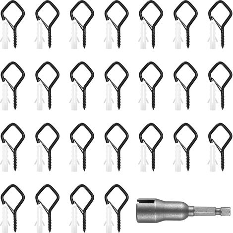 Schraubhaken, 25 Stück, Deckenhaken, Schraubösen, Schraubhaken Mit Sicherheitsschlaufe, Wandhaken Mit Holzgewinde Für Pflanzenampeln, Schwarz/diamantform