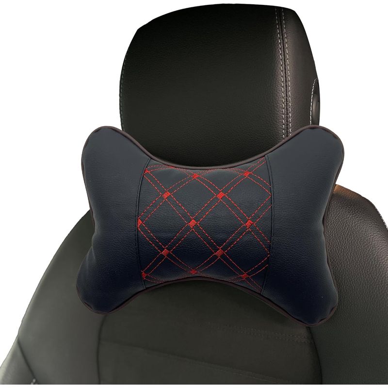 Kopfstützenkissen Für Autofahrer, Innenfutter Aus Pu-leder Und Baumwolle, Kopfstützenkissen Für Autositze, Bürostühle Und Gaming-stühle, 1 Stück (schwarz A1)