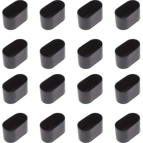 16 Schwarze Stuhlkappen, Ovale Tischbeine, Flexibles Gummi, Kratzfest, Möbelschutz
