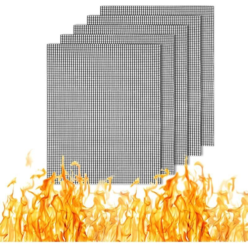 Ccykxa Grillmatte Aus Netzgewebe, 5-teilig, Antihaftbeschichtete Grillmatten, Wiederverwendbare Grillmatten, Strapazierfähige Grillmatten Aus Netzgewebe Für Holzkohle-, Gas- Und Elektrogrills