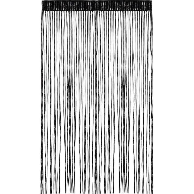 Fliegengitter-türvorhang Mit Schnüren, 100 X 200 Cm, Dekorativer Raumteiler, Schwarzer Fransenvorhang Für Balkon, Schlafzimmer, Hochzeit, Café, Restaurant